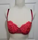Savage X Fenty 34D Bra Hot Pink Lined Underwire Back Closure Lace Trim Rihanna