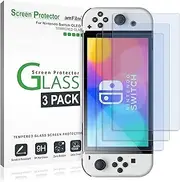 [amFilm] Tempered Glass Screen Protector Compatible with Nintendo Switch OLED Model 2021 (3-Pack)