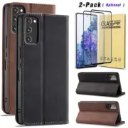 For Samsung Galaxy S20 FE 5G Hybrid Leather Wallet Case Cover + Screen Protector