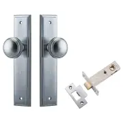 Paddington Knob Stepped Backplate Passage Kit Brushed Chrome
