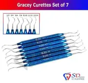 Gracey Curettes Set of 7 Titanium Coated Periodontal Scaler Calculus Shanzi US