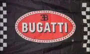 Bugatti Black Checkered Flag 3x5 FT Banner Flag Car Racing Show Garage Workshop