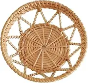 Woven Rattan Fruit Basket Hollow Design for Snacks and Bread Rustic Storage Tray for Kitchen and Home Decor Versatile Household Woven Tray for Fruits and Sundries