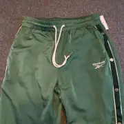 Reebok x Forever 21 Green Tearaway Track Pants Size L Plus Snap Button Retro