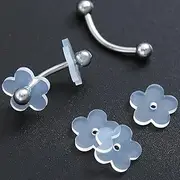 [Meniala] Silicone Earring Backs with Support Patches, Clear Discs Stabilizer Pads for Piercings, Plum Blossom Design for Healing Non Pull Piercings (50 Pcs)