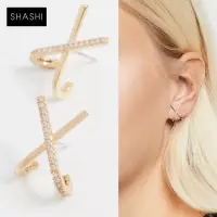 在飛比找博客來優惠-SHASHI 紐約品牌 Kriss Kross 金色十字架耳