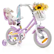 Costway 30 cm Kids Bike Bicycle w/Doll Seat Girls Beginner Purple