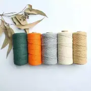 3mm Macrame Cord Cotton Rope x100m Twisted String Coloured Natural DIY Craft AU