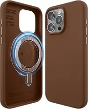 elago Magnetic Silicone Case Compatible with iPhone 15 Pro Max Case, Compatible with MagSafe All Accessories, Built-in Magnets, Premium Silicone, Full Body Protective Cover [5 Layer Structure] (Brown)