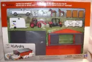 NEW RAY KUBOTA FARM EQUIPMENT VEHICLES & SHED SET MODEL TOYS BOXED NEW