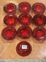 CRATE & BARREL 594-164 RED THICK GLASS TEALIGHT VOTIVES LOT 12 NEW NWT
