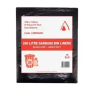 240L Black Heavy Duty LDPE Garbage bin Liners (LDBIN240H)
