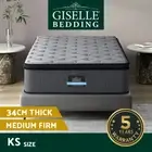 Giselle Mattress Pocket Spring 34cm King Single Euro Top Latex Foam Medium Firm