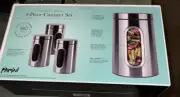 PARINI 3-piece Stainless Steel Storage Canister Set (New). 180oz Total Storage