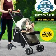 Large Pet Stroller Dog Cat Carrier Travel Pushchair Foldable Pram 4 Wheels