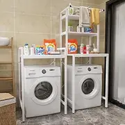 HOLMZCED 3 Tiers Over The Washer and Dryer Storage Shelf, Wooden Washing Machine Storage Shelf Bathroom Shelves Freestanding Laundry Drying Clothes Racks for Laundry Room