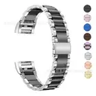 Classic Stainless Steel Metal Strap Watch Band For Fitbit Charge 3 / 4 / HR