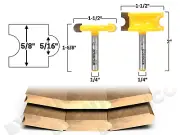 5/16" Bead 2 Bit Canoe Joint Router Bit Set - 1/4" Shank - Yonico 13202q