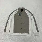 Elie Tahari Jacket Men Medium Gray Interlock Bomber Raglan Varsity Coat Casual