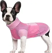 TAFTIWEXN Coat Clothing Puppy Turtleneck Pullover Dog Sweater,Pet Sweaters Dogs,Pet Clothes,Pet Clothing,Suitable All Types pet Costume(Pink,Medium)