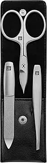 ZWILLING Manicure Set (3 Pieces, Nail Care and Pedicure, Real Leather Case, Precise, with Combination Nail Scissors), Premium, Black