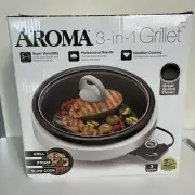 Aroma Housewares ASP-137 Grillet 3Qt. 3-in-1 Cool-Touch Electric Indoor Grill
