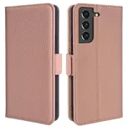 For Samsung Galaxy S21 FE 5G Genuine Cow Leather Fall-proof Cover Stand Wallet Phone Case