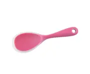 Silicone Rice Spoon Solid Color Non-stick Meal Pot Pan Scoop Kitchen Utensils-Translucent Red