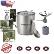Efficient 1900W Titanium Cookware Set - 750ML Pot and Spork for Campers