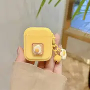ICI-Rencontrer Cute Poached Egg Design Air pods Cover Fashion Portable Accessories Soft TPU Wireless Earphone Shockproof Protector Compatible with Air