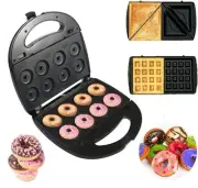 Donut Maker, 3 in 1 Sandwich Waffle Machine, Panini Dessert Toaster with 3 Re...