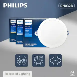 【Philips 飛利浦】8入組 LED崁燈 DN032B 12.5W 15公分 白光 黃光 自然光 15cm嵌燈