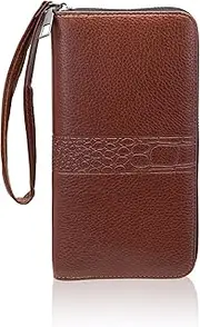 [AdiStylinno] Men Wallets, Large Capacity Leather Long Wallet with Zip, Business Phone Purse Clutch Wallet with Wrist Strap and Multiple Card Slots, Brown, 19.5 x 10 x 2.5 cm / 7.68 x 3.94 x 0.98 in,
