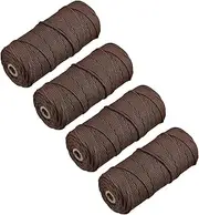 sourcing map 4 Pcs Cotton Rope 4 Strand Twisted Braided Rope Cord, Brown 100m/109 Yard 3mm Dia for Wall Hanging, Plant Hanger, Knitting, Macrame Knotting