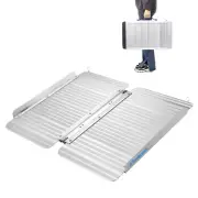 Ruedamann Aluminum Folding Threshold Ramp, 600 Pound Capacity, Anti-Skid Pad,...