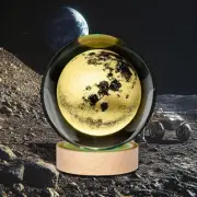 3D Moon Crystal Ball Night Light for Kids with Colorful LED Light Base