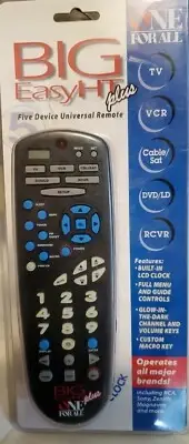"One For All" Big Easy HT Plus Universal Remote Control URC-5650B00 NIB Five +