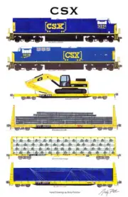 CSX TTX Building Products Train 11"x17" Poster by Andy Fletcher signed