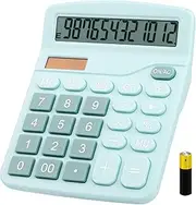 Desk Calculator, Envysun Compact 12-Digit Solar Battery Office Electronic Calculator with LCD Display, Dual Power Desktop Scientific Calculators (Cal-Blue-US)