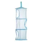 2 Pack Foldable Mesh Laundry Basket Pop-Up Hanging 3 Section Collapsible Blue