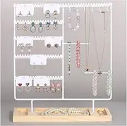 [UTOQIA] Jewellery Stand Jewelry Rack Jewelry Stand With Wooden Tray Rings Jewelry Necklace Earring Display Jewellery Organiser Stand(White)