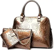 [QZUnique] Women's Shiny Patent PU Leather Top Handle Bag Tote Cross boday Bag Satchel