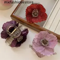 在飛比找蝦皮購物優惠-Mxfashionestore 花朵髮夾牡丹花馬尾夾仿真花髮