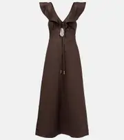 [Zimmermann] Zimmermann Rhiannon ruffled linen midi dress AU 8 brown