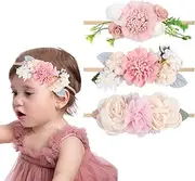 3 Pieces Delicate Flower Nylon Headbands Hair Bands Accessories for Baby Girls, Hair Band Baby Nylon Hair Bands Flowers Baby Flower Elastic Toddler Hair Accessories Headband Girls Hair Band