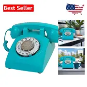 Antique 1930s Blue Landline Phone – Retro Corded Telephone with Rotary Dial