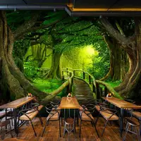 在飛比找蝦皮商城精選優惠-3d立體大自然原始森林風景壁紙壁畵酒吧餐廳飯店臥室客廳背景墻