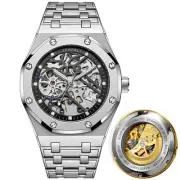 Automatic Watches for Men Mechanical Movement Tourbillon Self-Winding Transpa...