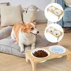 Dog and Cat Bowl Ceramic Dog Food and Water Bowl Double Dog Feeding Bowl faQZT