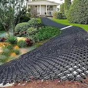 Garden Retaining Wall Grid Stabilizer Driveway Stabilization Grids ，2 Inch Gravel Ground Grid, Permeable Pavers Heavy Load Resistance Gravel Stabilization Grid Black(1x10m/3.2x32.8ft)